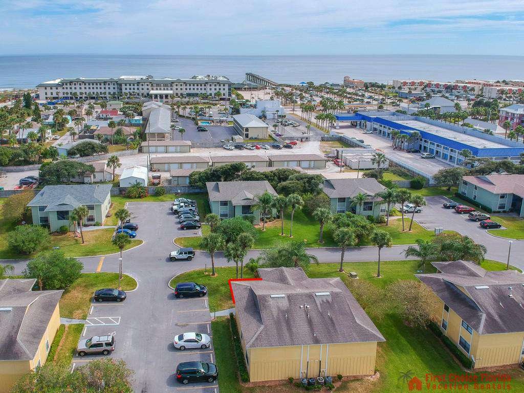 Seaside Villas 28 Aerial with Pier